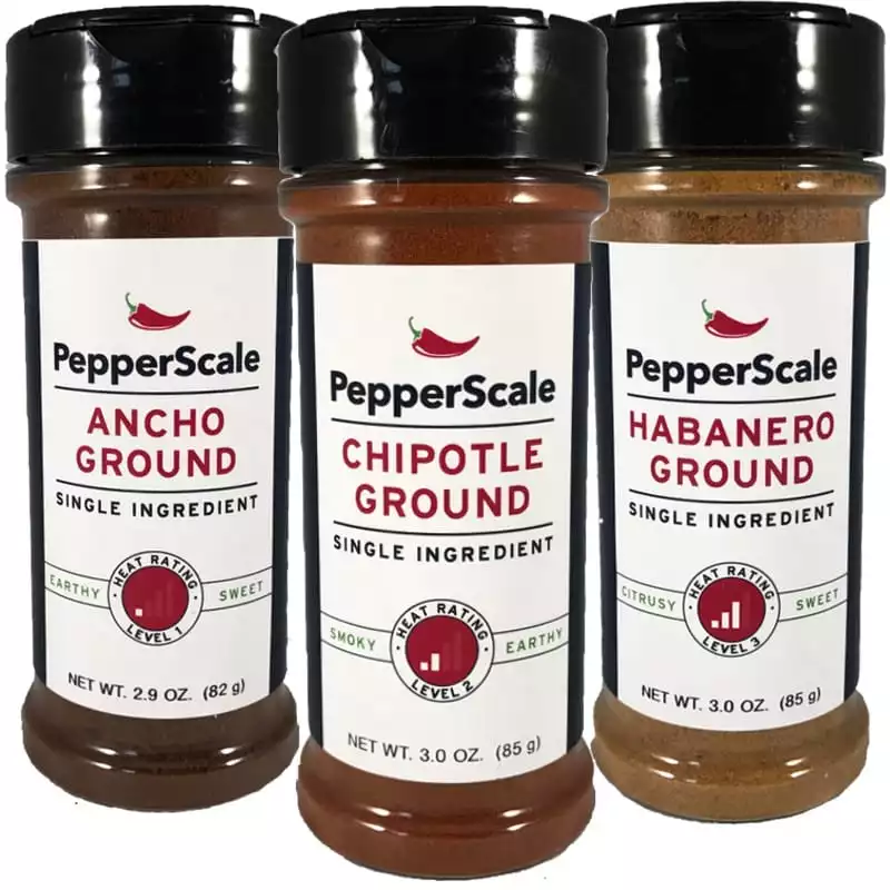 Up The Scale Set: Ancho, Chipotle, Habanero Powders