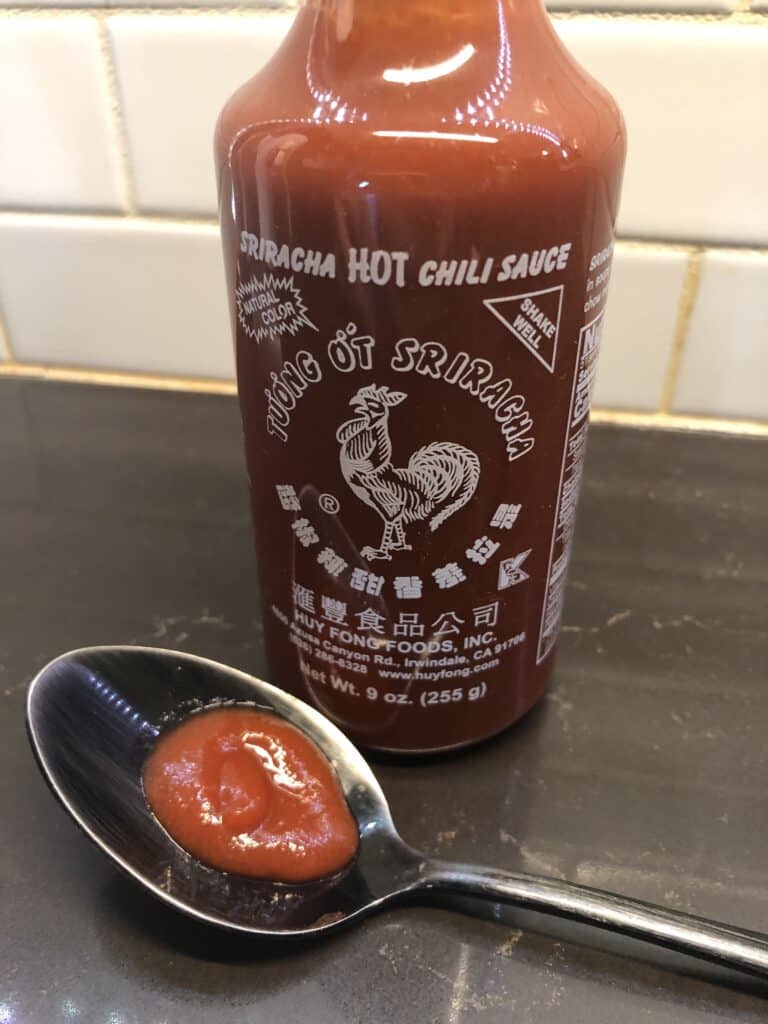 Sriracha Hot Chili Sauce on spoon