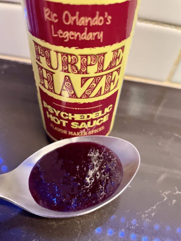 Purple Haze Hot Sauce On a spoon
