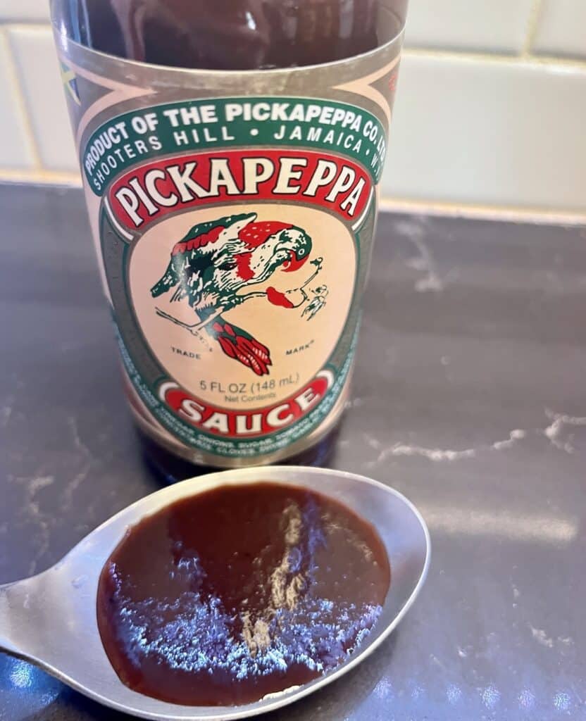 Pickapeppa Sauce on a spoon