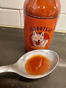 Jindotgae Hot Sauce on a spoon