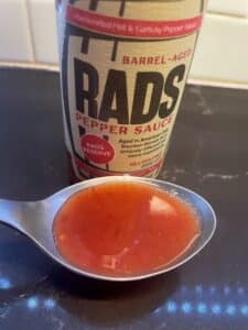 RADS Pepper Sauce (RADS Reserve) on a spoon