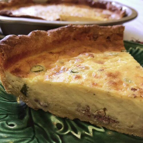 Quiche Bacon, Egg and Cheese with Serrano Peppers