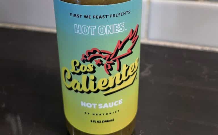 Hot Ones Los Calientes Hot Sauce label